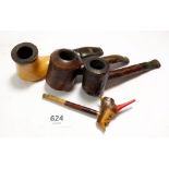 Four vintage pipes including a Jambo meerschaum - repaired, two French Ropps and a novelty small elf