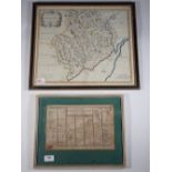 A Robert Morden map of Monmouth, 37 x 43.5cm and a road map by John Pugh, The Road from London to