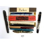 A selection of Swan, Parker and other ink pens