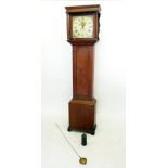 An 18th century oak 30 hour longcase clock with floral painted dial, by Shortman of Newnham, 192