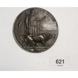 A small bronze memorial death penny made by Wright & Son measuring 8cm diameter