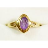 A 9 carat gold amethyst ring size O to P, 2.5g