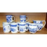 Nine Spode 'Blue Room' mugs and two jugs