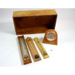 A Preston's thermometer and two other vintage thermometers and a Rototherm thermometer