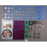 A miscellaneous lot of coinage including: 20 off commemoratives some case, 2 off Royal Mint