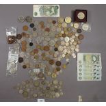 A tub of miscellaneous British coinage including pre-decimal and decimal, farthings, halfpennies,