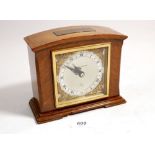 A Mappin & Webb Elliott mantel clock with presentation plaque, 14cm high