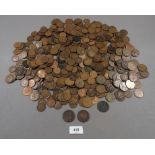 A tub of copper/bronze halfpennies, pennies Victoria through Elizabeth II approx 3.7 kilos -