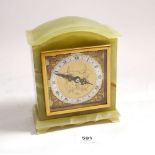 An Elliott onyx mantel clock, 16.5 cm tall (top loose)
