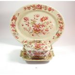 A Victorian dinner service with oriental decoration, comprising two sauce tureens, one tureen,