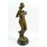 A hot cast bronze Art Nouveau style figure of a woman