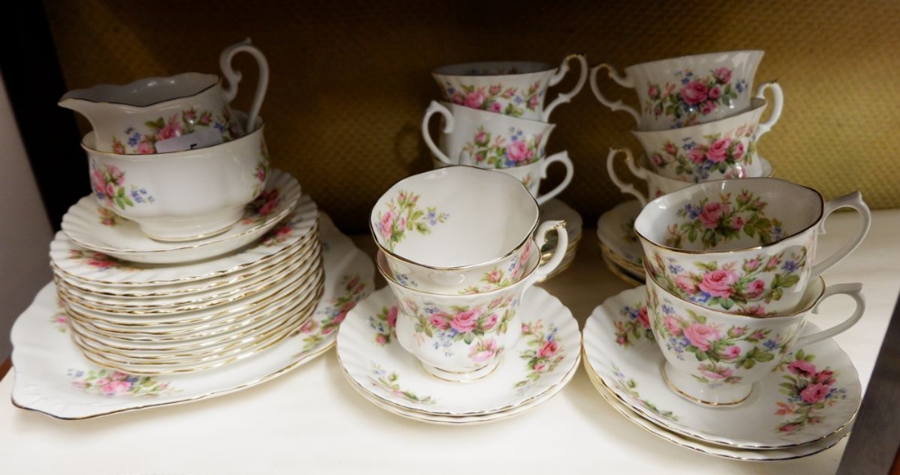 A Royal Albert 'Moss Rose' tea service comprising: five tea cups, five coffee cups and twelve - Image 2 of 2