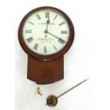 A Victorian mahogony drop dial wall clock by J W Benson