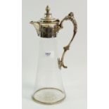 A Victorian cut glass and silver plated claret jug