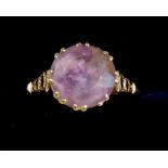 A gold ring (unmarked) set amethyst, size P to Q, 2.9g