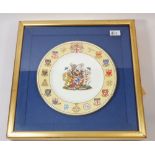 A Caverswall Presentation Lord Mayor of London plate, 1979-80, framed and glazed