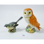 A Beswick barn owl and a Grey Wagtail