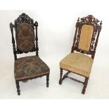 Two Victorian carved high back chairs