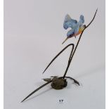 A bisque and bronze figure of a Kingfisher, 20cm
