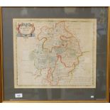 Robert Morden (c.1650-1703) - A hand-coloured engraved map of the county of Warwickshire, sold by