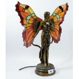 A reproduction Tiffany style butterfly woman table lamp, 41cm