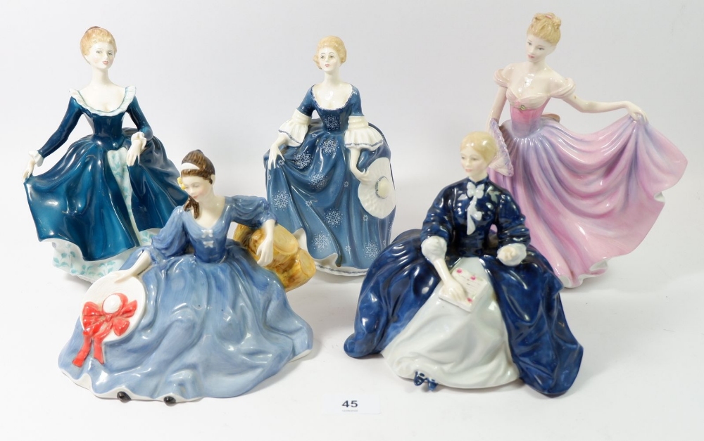 A group of five Royal Doulton figures, HN3979, HN2461, HN2719, HN2429, HN2335