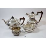 A four piece silver plated tea service