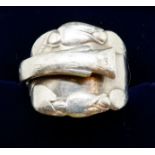 A Georg Jensen silver spoon ring with worn early GI mark, size P, 10g