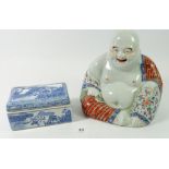 A Chinese Republic Buddha with Wei Hong Tai impressed mark, 18cm tall and a modern Chinese porcelain