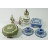 A group of Wedgwood Jasperware, Crescent sugar caster etc.