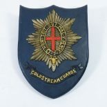 A WWI Coldstream Guards carved and painted Regimental wall plaque