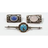 Three Bernard Instone silver brooches