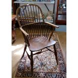 A 19th century stick back Windsor chair with turned supports, a/f