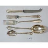 A Cooper Bros silver plated cutlery set 'Dubarry' comprising: eight teaspoons, eight large knives,