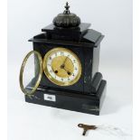 A Victorian slate and marble mantel clock