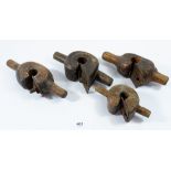 Four antique wooden snail planes