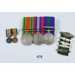 A WWII pair of medals mounted with a commemorative medal to GDSM K. Leer Grenadier Guards 2527185,