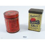 An Appleyards Gravy Salt packaging tin, Leeds and an Elastoplast tin