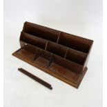 A mahogany stationary desk tidy and correspondence rack, 60cm wide