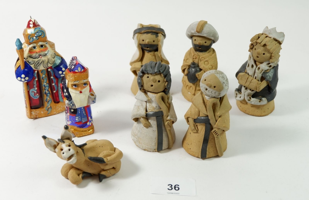 A Welsh pottery nativity set