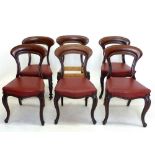 A matched set of six Victorian mahogany balloon back dining chairs