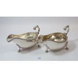 A pair of Barker Bros silver plated sauce boats