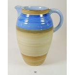 A large Shelley Art Deco blue banded Harmony jug, 26cm tall