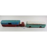 A Dinky Continental Tours bus and a Corgi Major articulated horse box