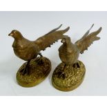 A pair of brass pheasants, 29cm long