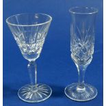 A set of six Waterford cut glass liqueur glasses and six other liqueur glasses