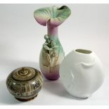 A Kaiser porcelain vase, 13cm and a studio pottery vase and pot and cover