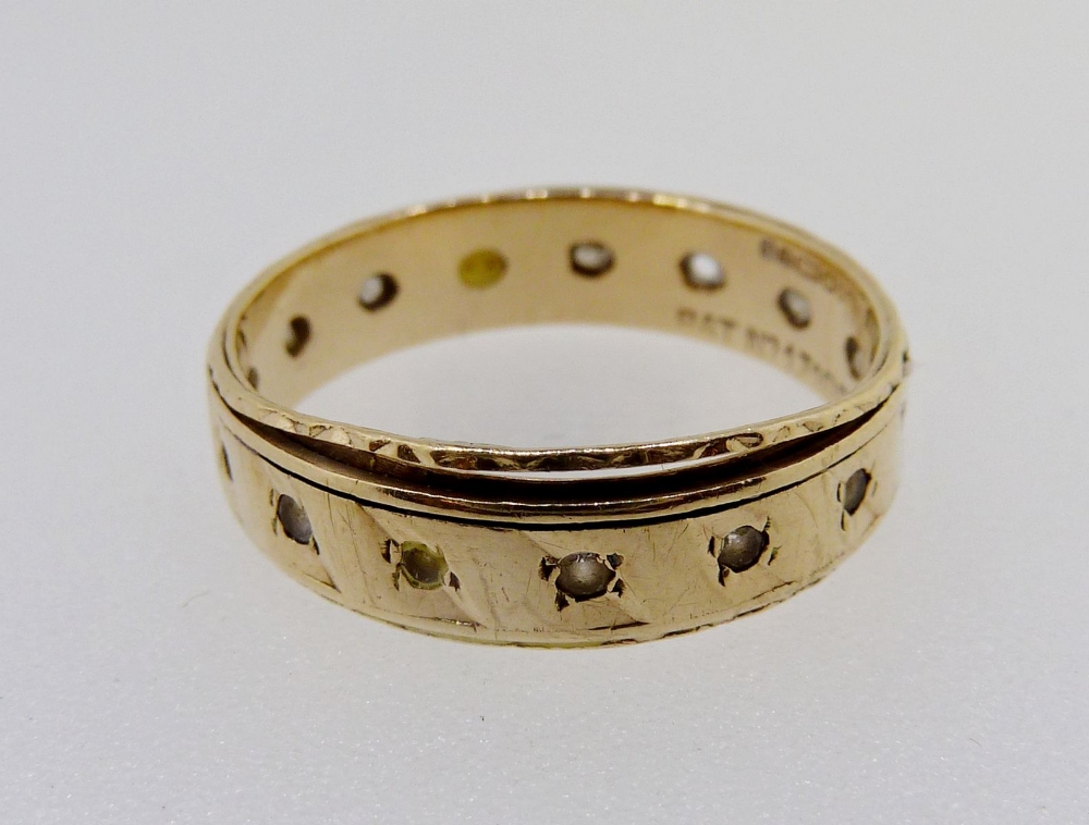 A 9 carat gold eternity ring set white stones - some deficient, 2.5g, size M - Image 2 of 3