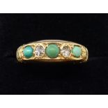 A Victorian 18ct gold diamond and turquoise ring