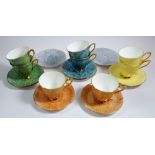 A Royal Albert harlequin coffee set of eight cups and ten saucers